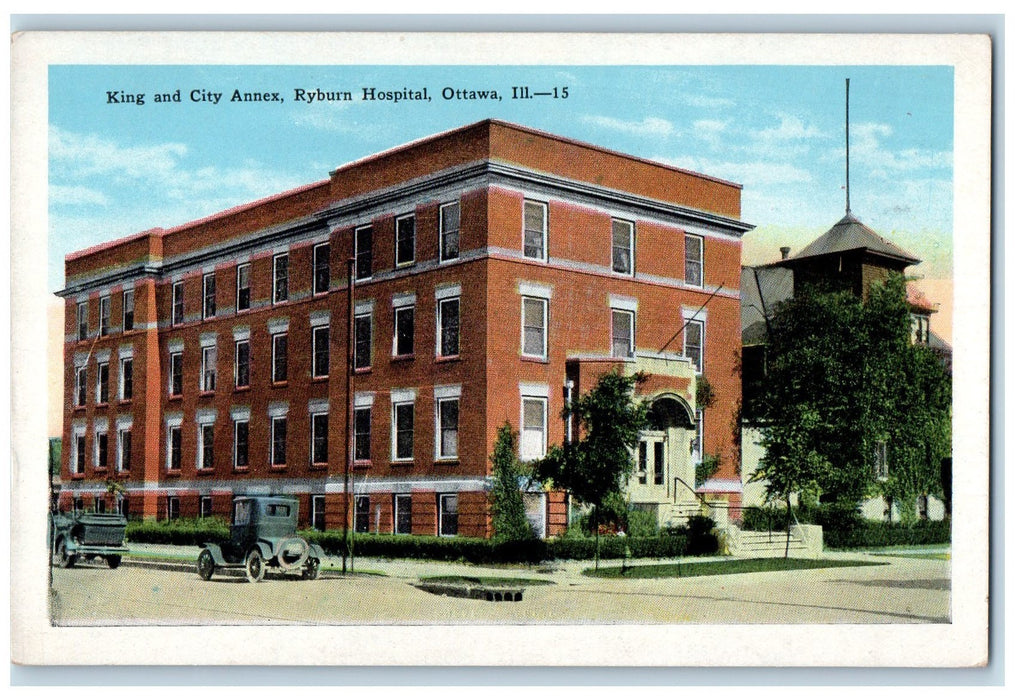 c1920s King And City Annex Ryburn Hospital Ottawa Illinois IL Unposted Postcard