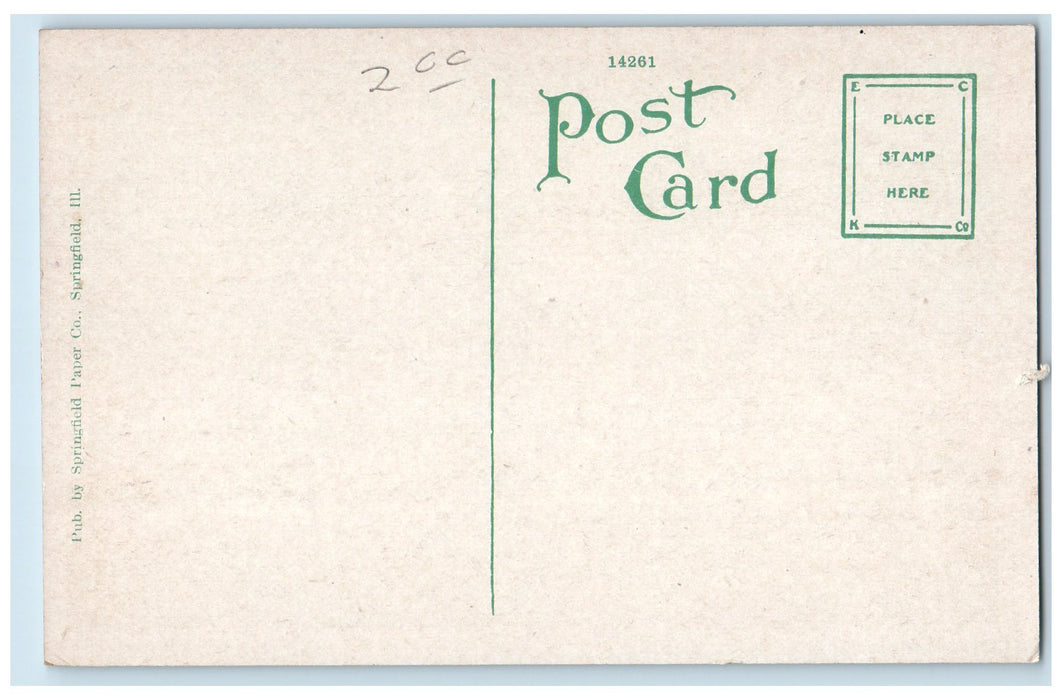 c1920 Post Office Building Tramway Railway Cars Springfield Illinois IL Postcard