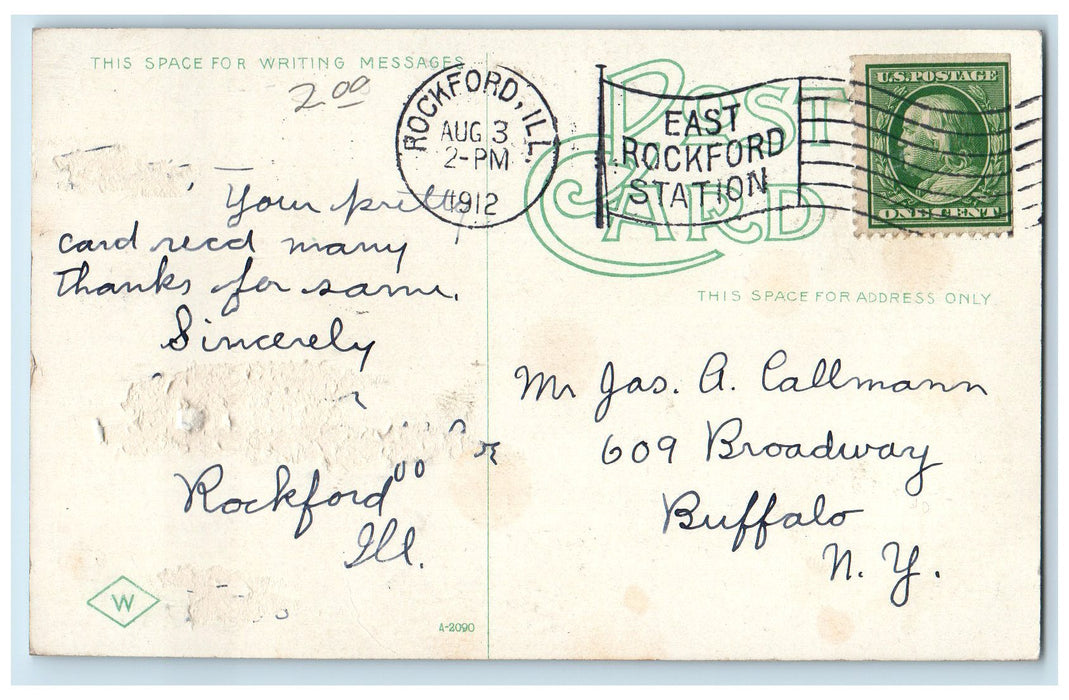 1912 YMCA Building Facade Street Corner Gentleman Rockford Illinois IL Postcard