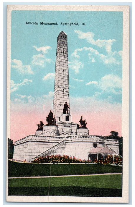 c1950 Lincoln Monument Tower Shed Park Stairs Springfield Illinois IL Postcard