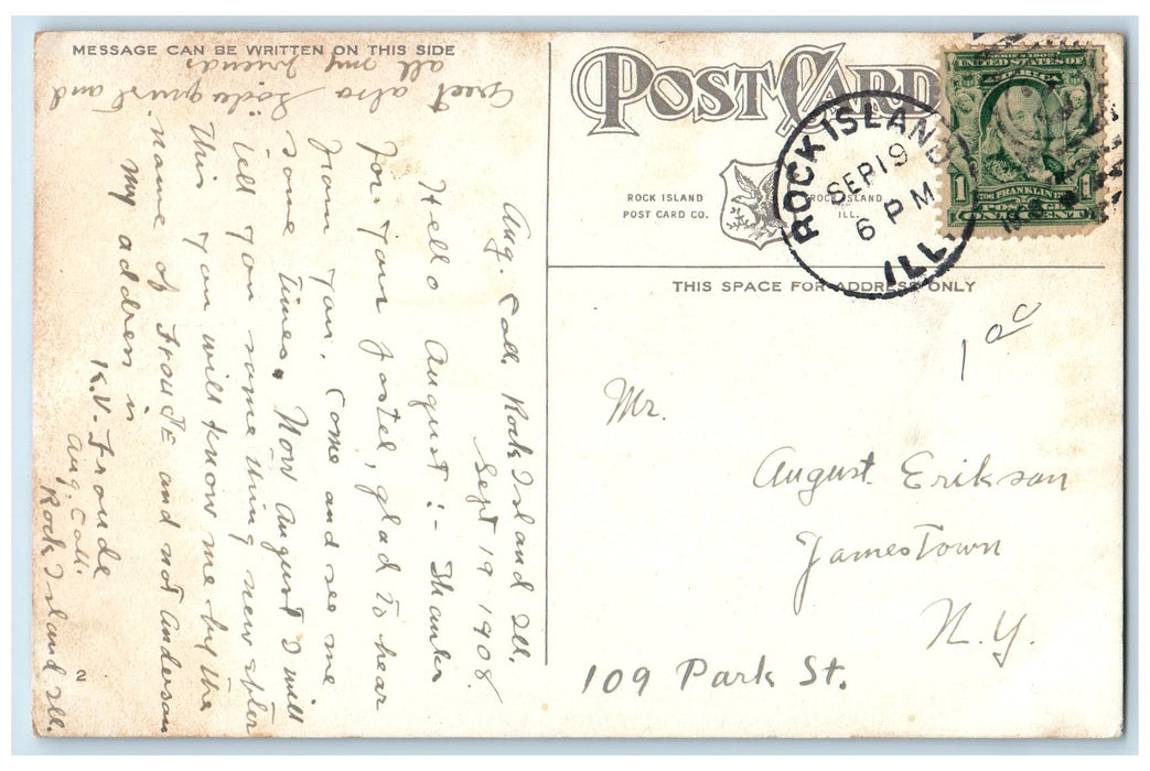 1908 Punch Bowl Arsenal Rock Island Pond Shed Ground Trees Illinois IL Postcard