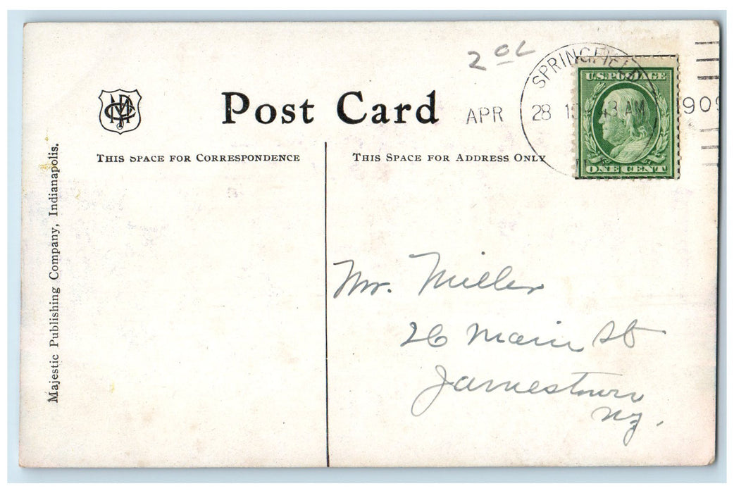 1909 St John's Hospital Building Horse Carriage Entrance Springfield IL Postcard