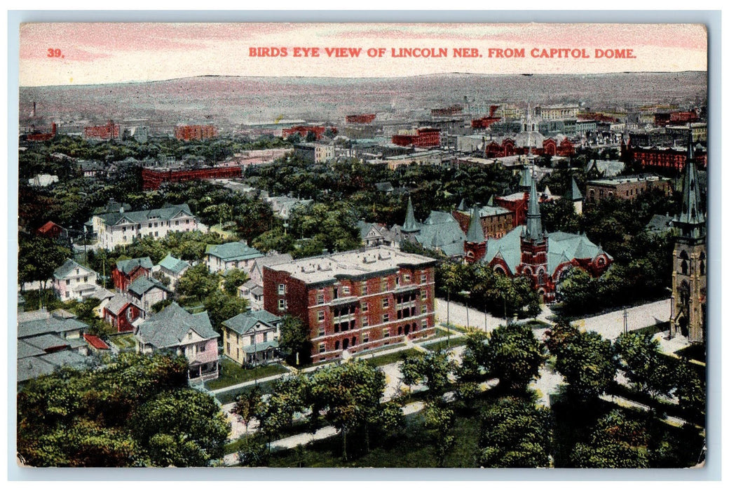c1950 Birds Eye View Lincoln From Capitol Dome Buildings Nebraska NE Postcard