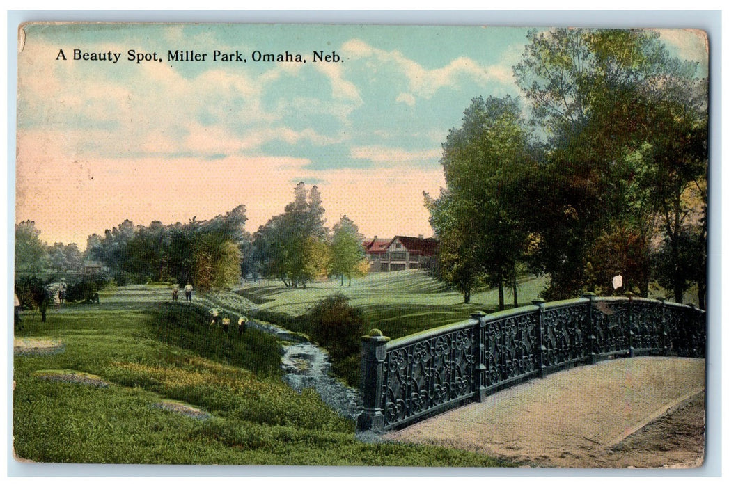 c1950 A Beauty Spot Miller Park Creek Field Visitors Omaha Nebraska NE Postcard