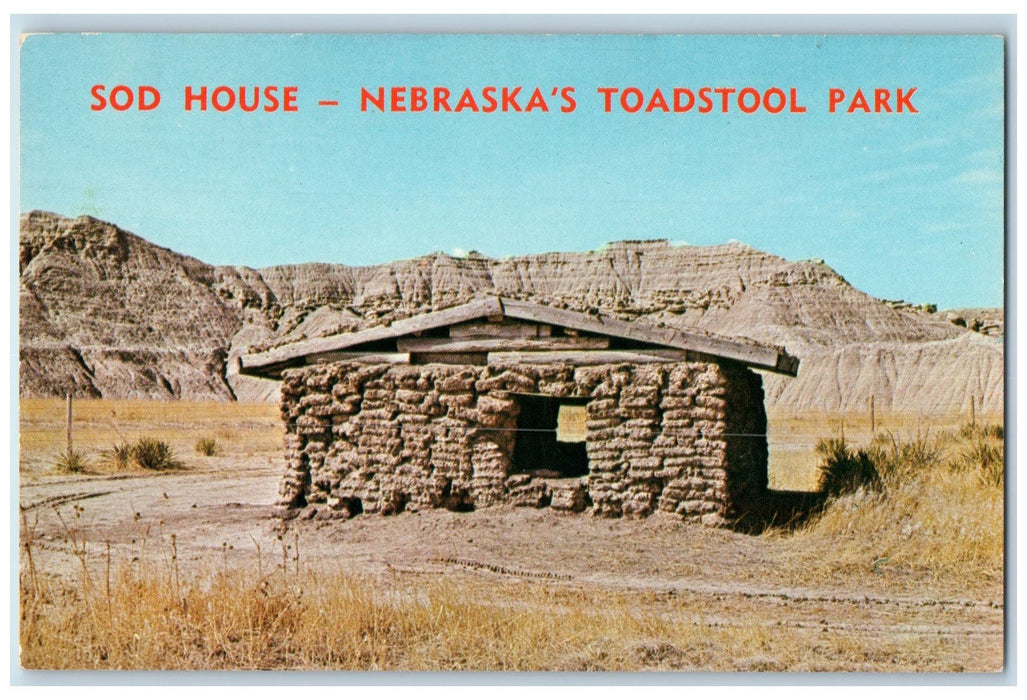c1950's Sod House Nebraska's Toadstool Park Rock Formation Crawford NE Postcard
