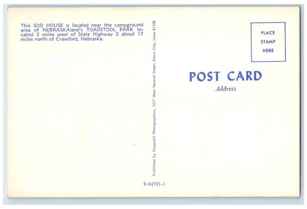 c1950's Sod House Nebraska's Toadstool Park Rock Formation Crawford NE Postcard