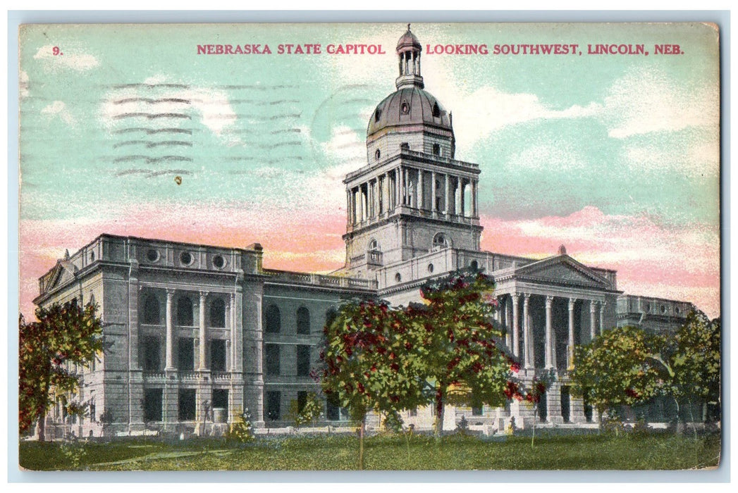 1910 Nebraska State Capitol Building Tower Dome Lincoln Nebraska NE Postcard