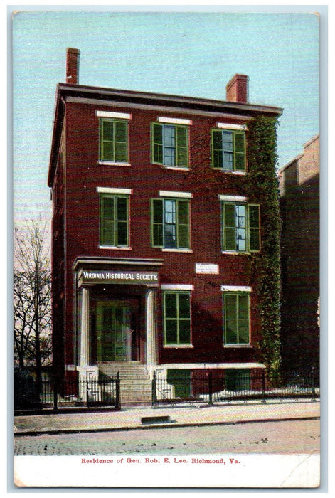 c1920s Residence Of General Rob E. Lee Richmond Virginia VA Unposted Postcard