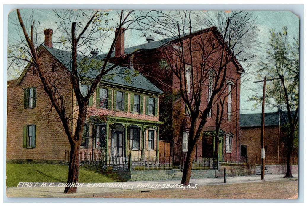 c1920s First M.E. Church Parsonage Phillipsburg New Jersey NJ Unposted Postcard