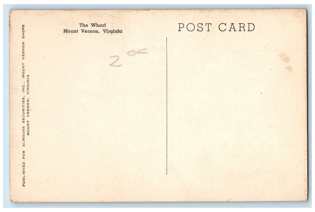 c1940s The Wharf Mount Steamship Vernon Virginia VA Unposted Vintage Postcard