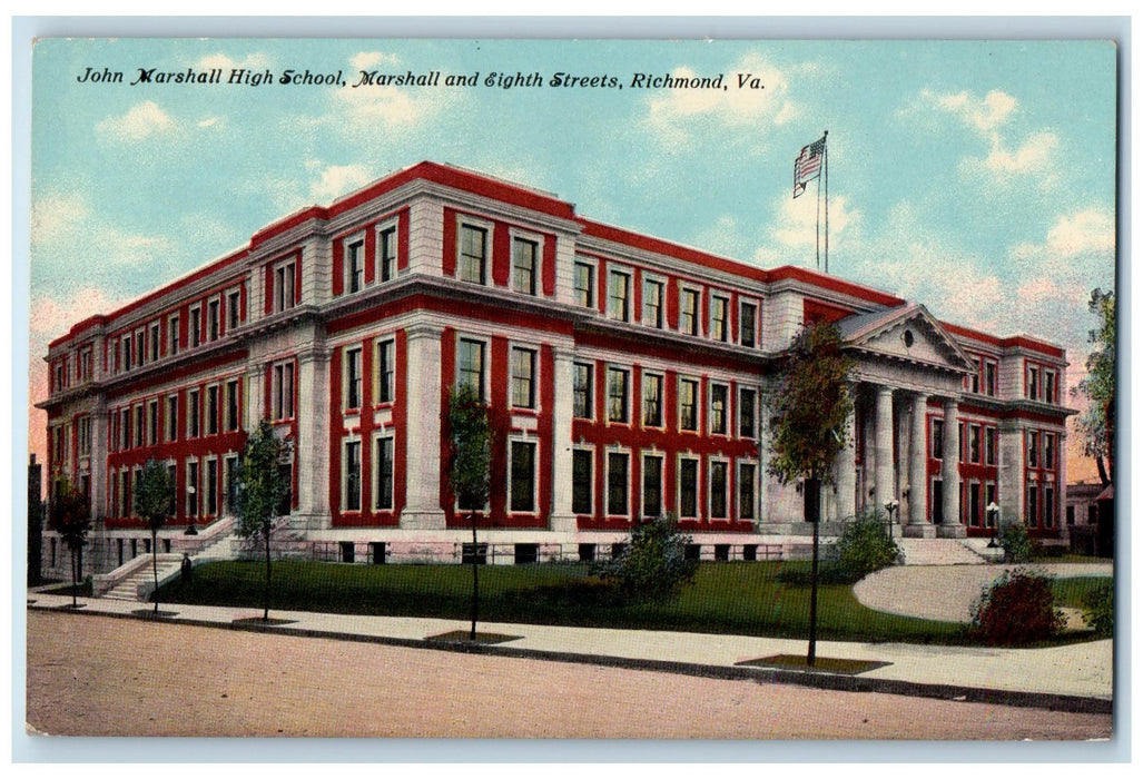 c1940s John Marshall High School Marshall And Eight Streets Richmond VA Postcard