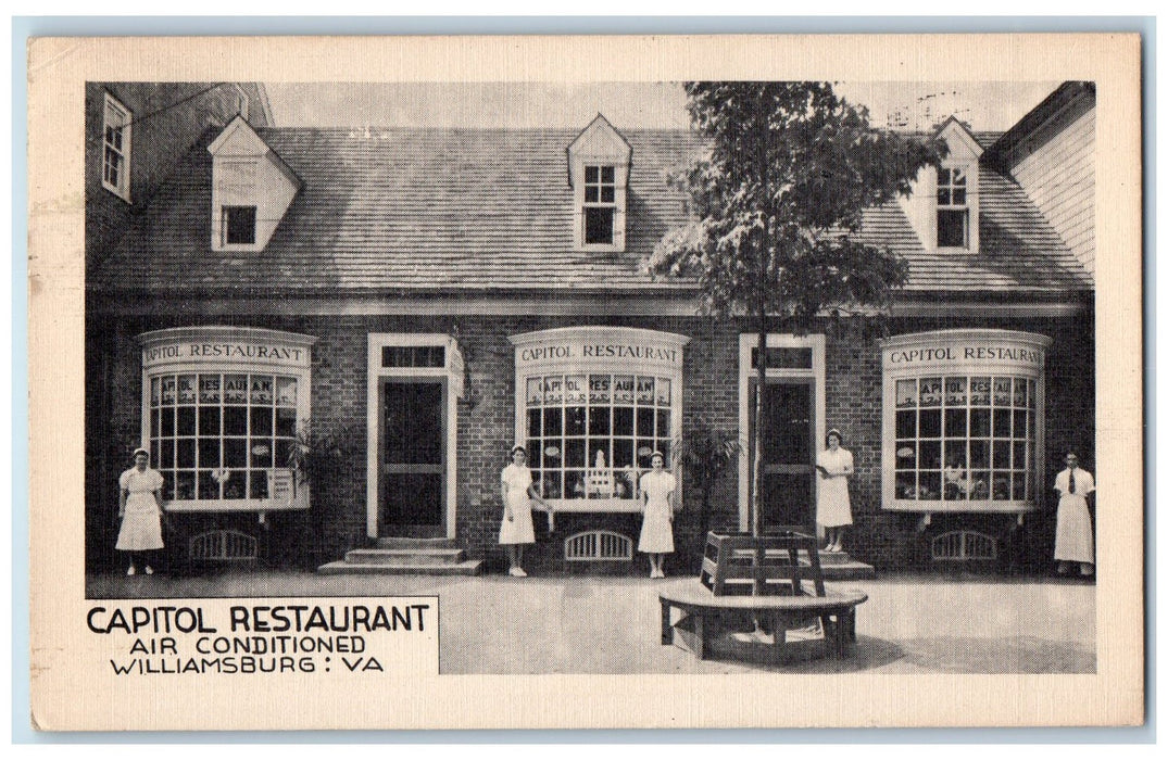 1940 Capitol Restaurant Air Conditioned Williamsburg Virginia VA Posted Postcard