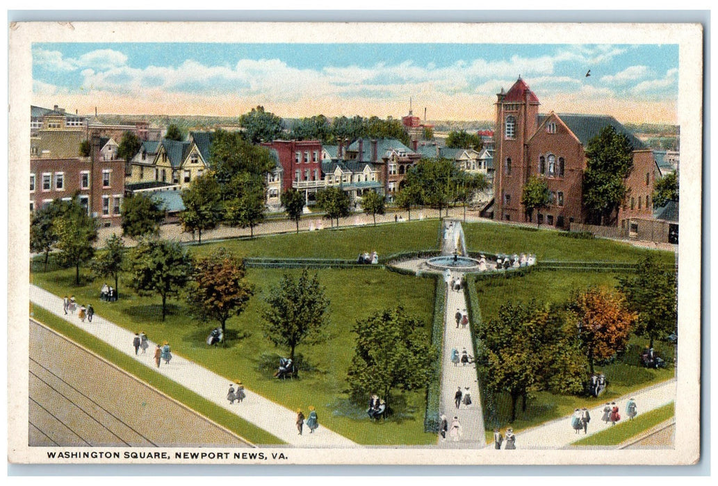 c1920s Washington Square Scene Newport News Virginia VA Unposted People Postcard