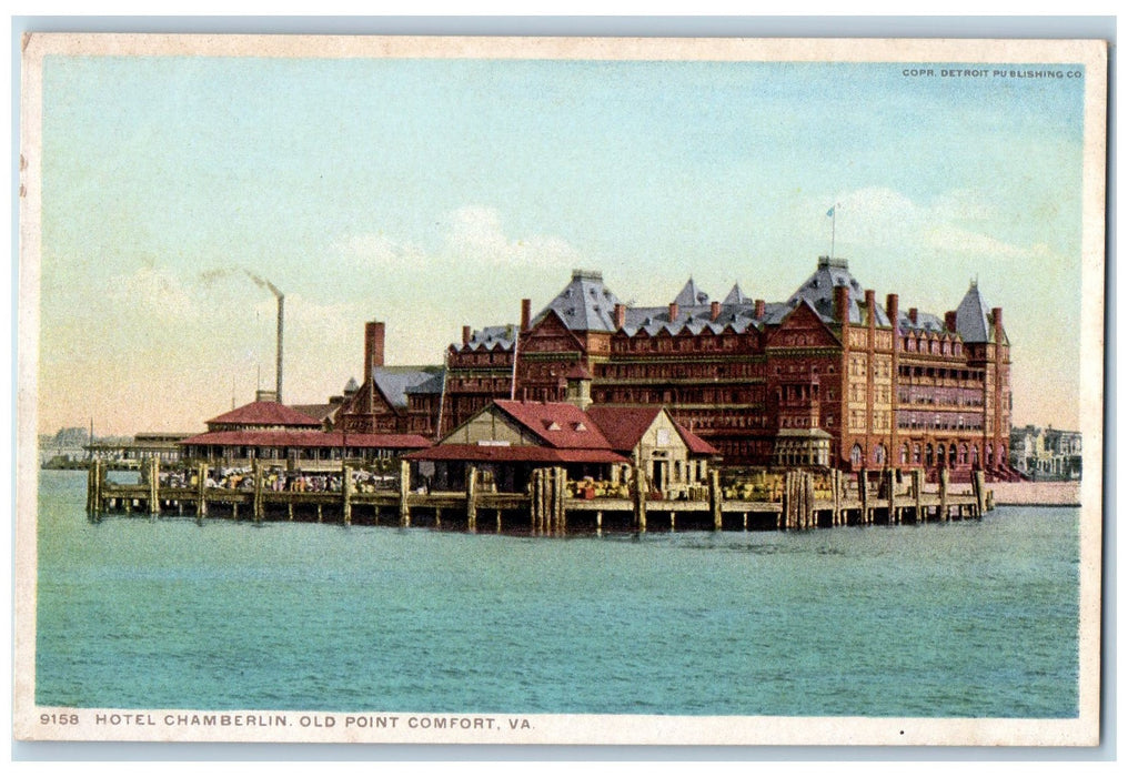 c1920s Hotel Chamberlin Exterior Old Point Comfort Virginia VA Unposted Postcard