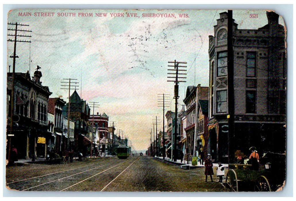 1907 Main Street South From New York Ave. Sheboygan Wisconsin WI Posted Postcard
