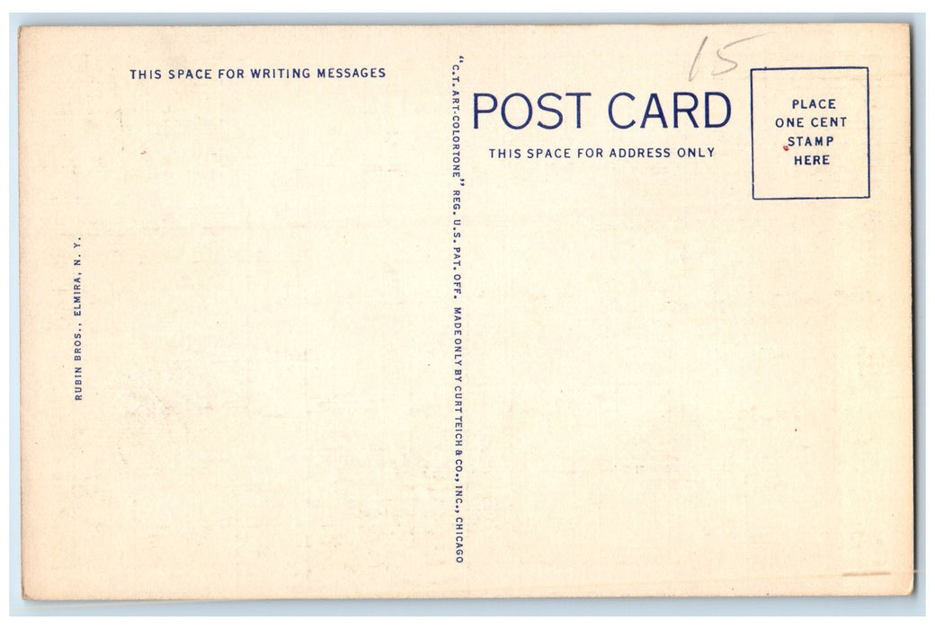 c1940s Water Street Cars Scene Looking East Elmira New York NY Unposted Postcard