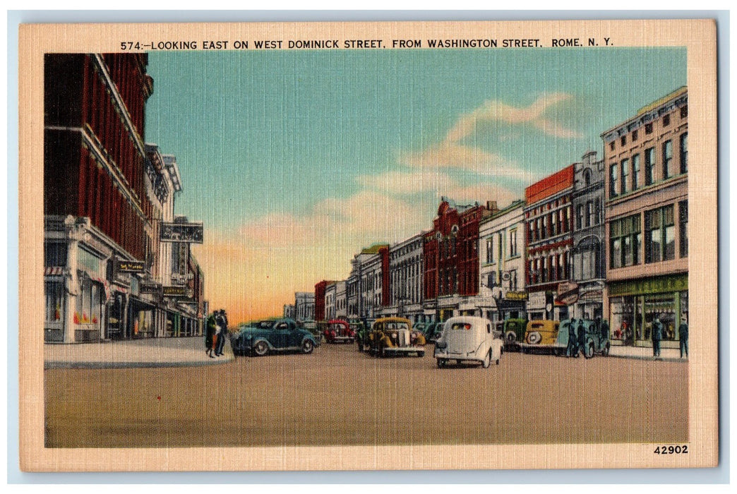 c1940s Looking East On West Dominick St. From Washington St. Rome NY Postcard