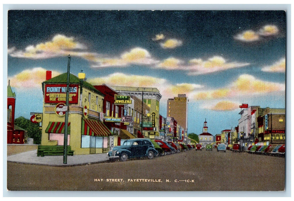 c1940's Hay Street Fayetteville North Carolina NC Unposted Coca-Cola Postcard