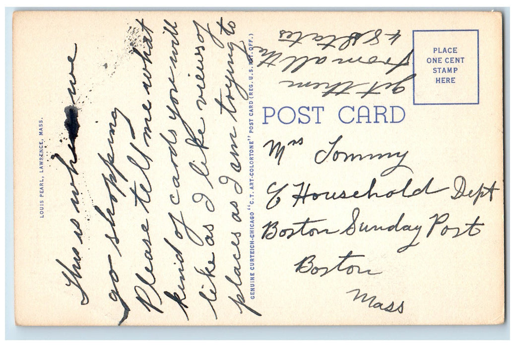 c1940's Essex Street Main Business Section Lawrence Massachusetts MA Postcard