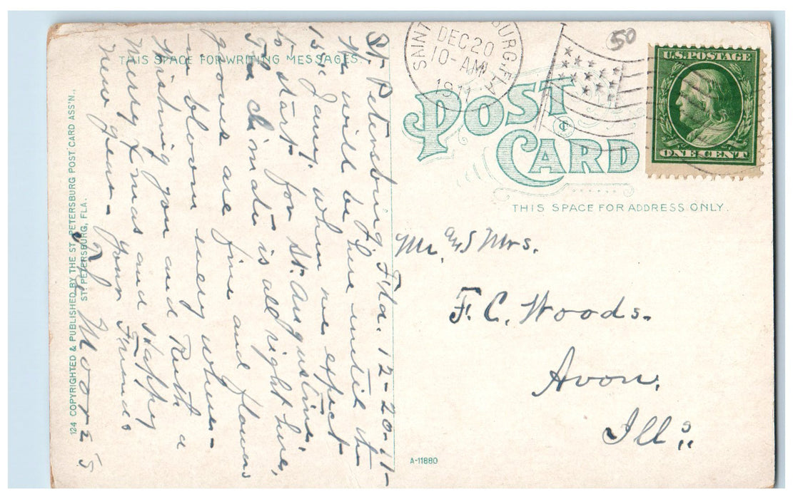 1911 Corner Beach Drive And 5th Avenue St. Petersburg Florida FL Posted Postcard