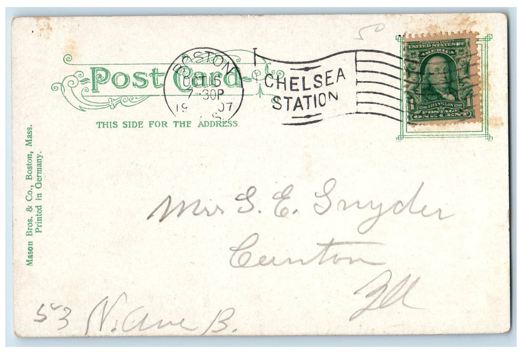 1907 Tremont Street Carriages Boston Massachusetts MA Posted Vintage Postcard