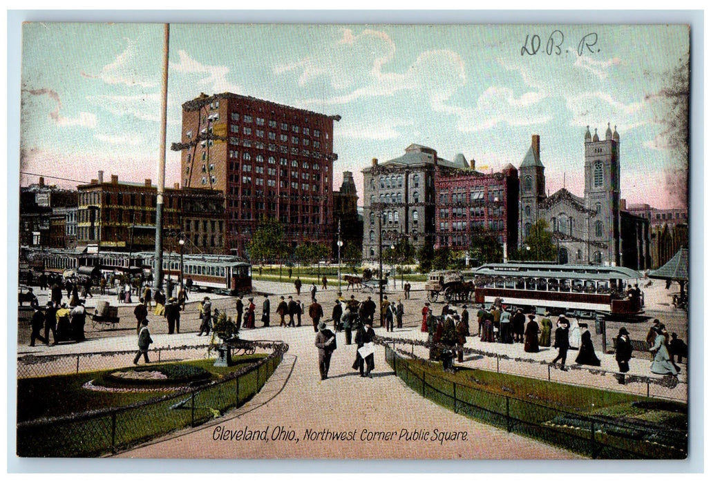 c1905s Northwest Corner Public Square Cleveland Ohio OH Unposted People Postcard