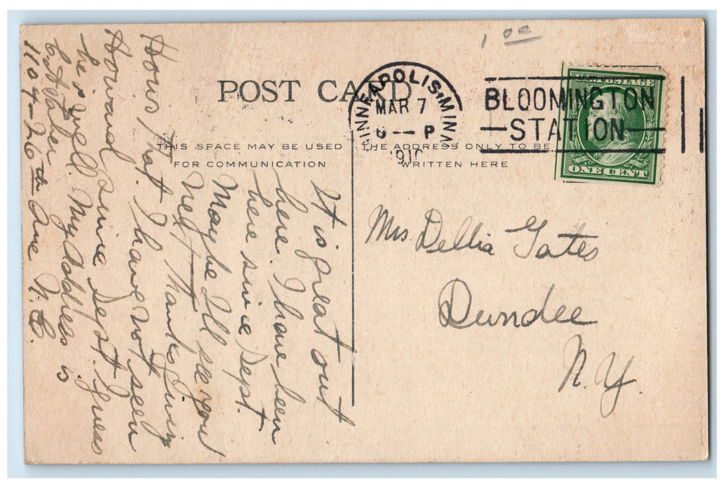 1910 Minnehaha Falls Rustic Bridge River Trees Minneapolis Minnesota MN Postcard