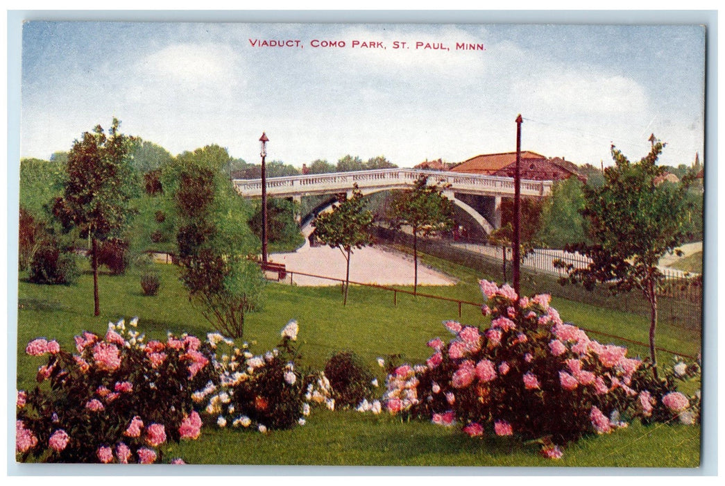c1950's Viaduct Como Park Garden Flowers Bridge St. Paul Minnesota MN Postcard