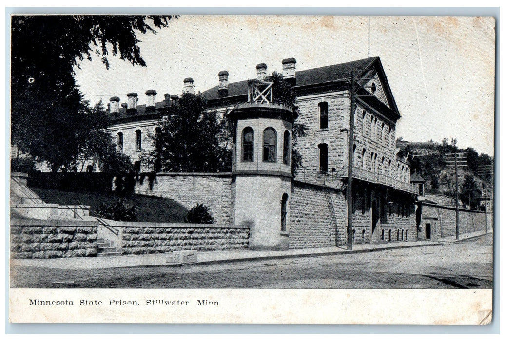 c1950 Minnesota State Prison Building Roadside Dirt Road Stillwater MN Postcard