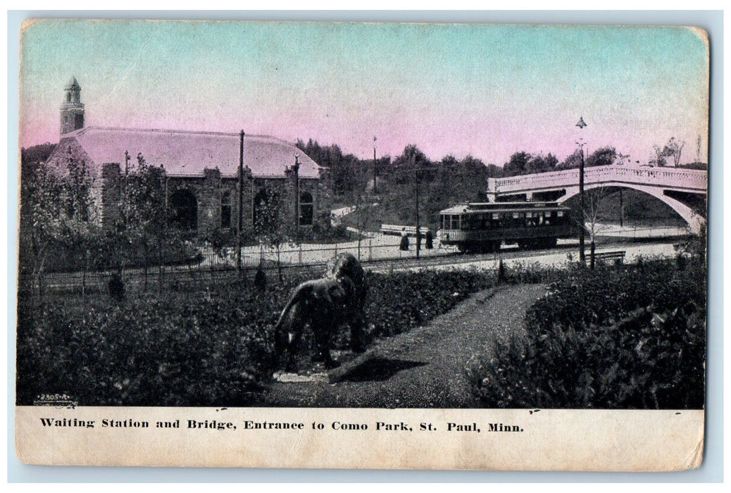 c1950's Waiting Station Bridge Entrance Como Park St. Paul Minnesota MN Postcard