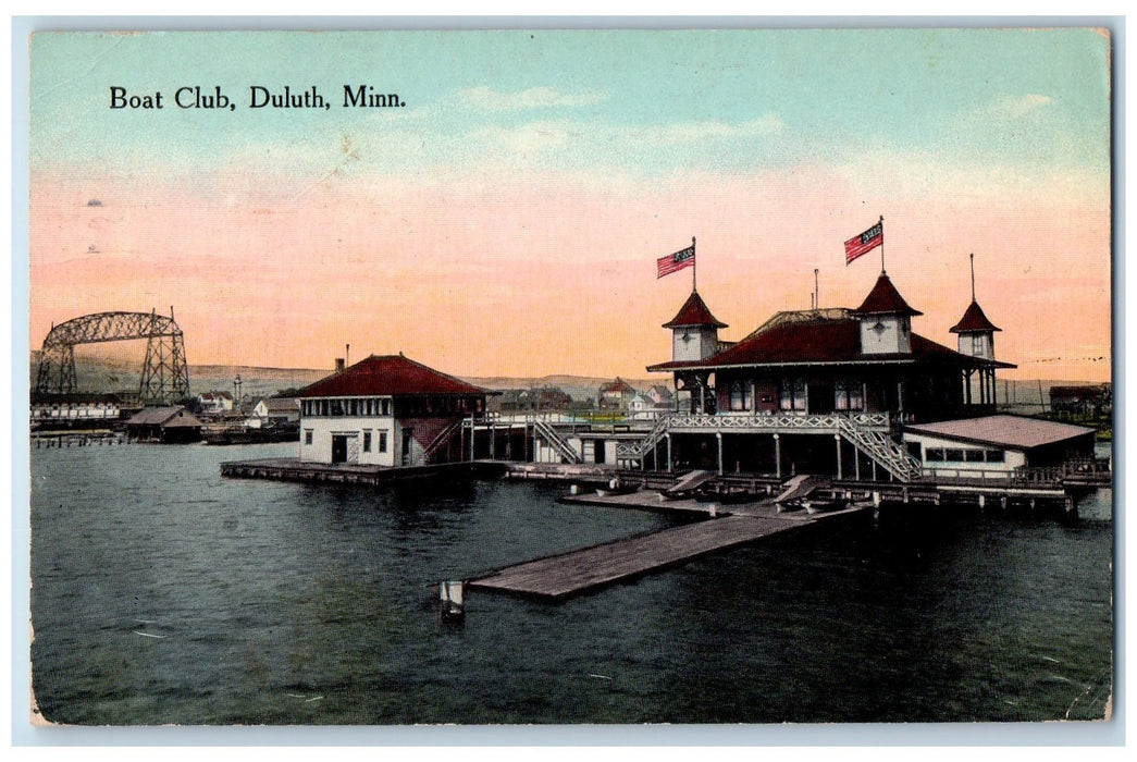 c1910 Boat Club Restaurant Harbor Buildings Views Duluth Minnesota MN Postcard