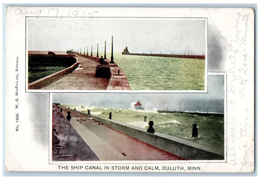 1905 The Ship Canal In Storm & Calm Multiple View Duluth Minnesota MN Postcard