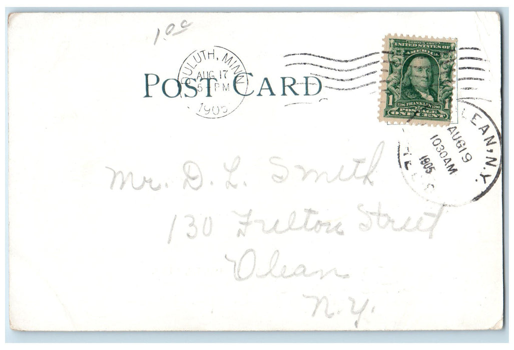 1905 New Aerial Truss Bridge Ship Canal Light House Boat View Duluth MN Postcard