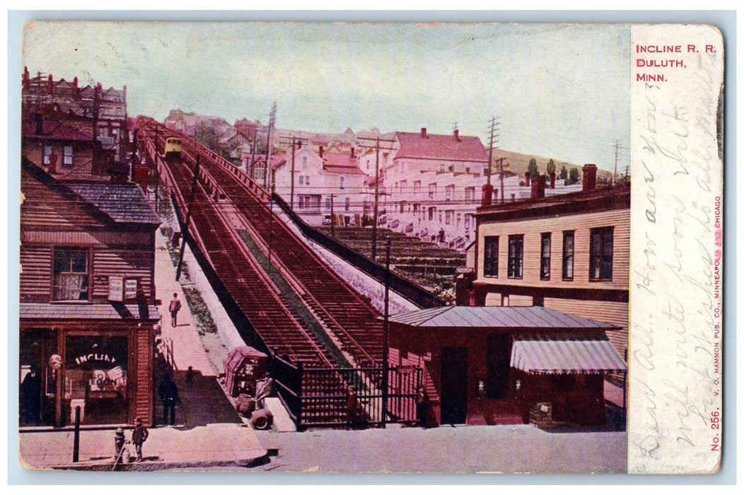 1906 Incline Railroad Roadside Pathway Buildings Duluth Minnesota MN Postcard