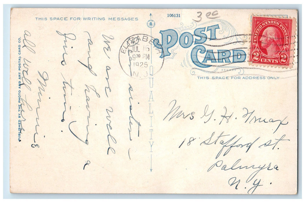 1925 Market Street Classic Cars Railway Establishments Crowd Newark NJ Postcard