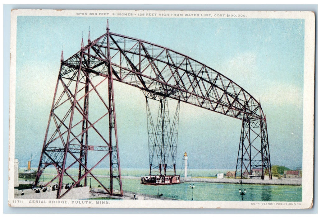 c1950's Aerial Truss Bridge Passenger River Ferry Duluth Minnesota MN Postcard