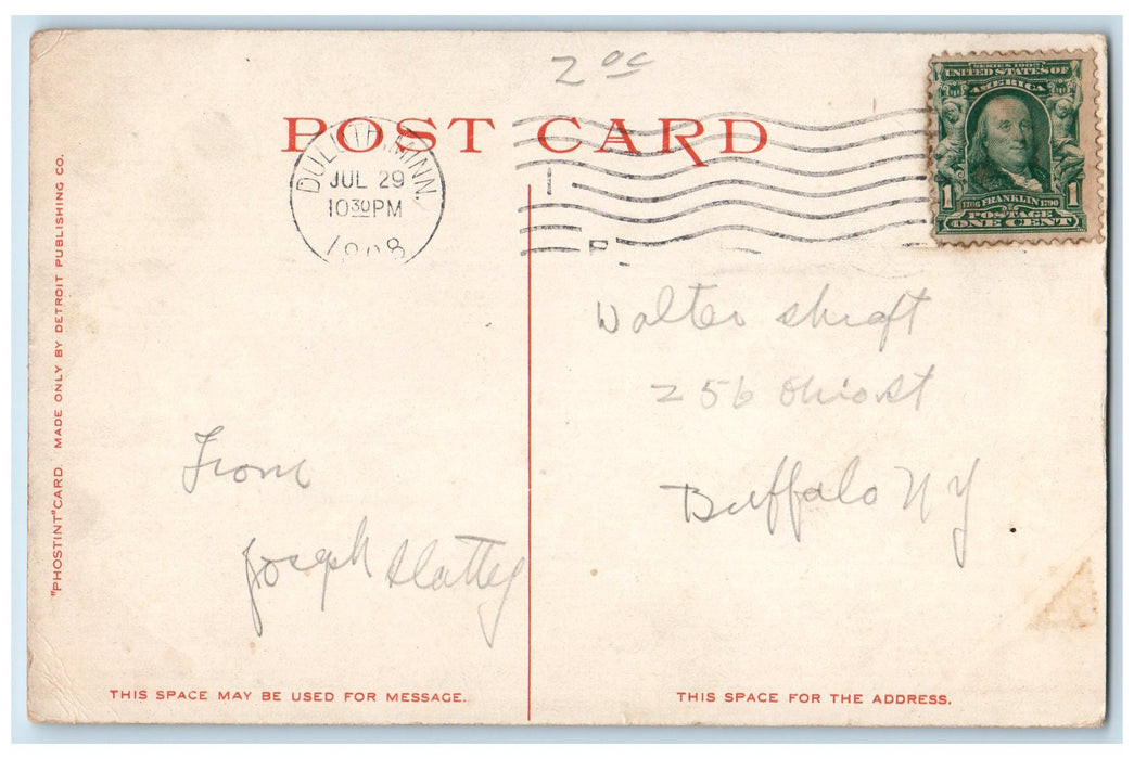 1908 Ship Canal Aerial Bridge Passenger Ship Ferry Duluth Minnesota MN Postcard
