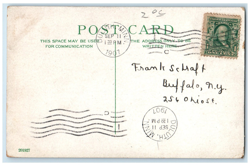 1907 Aerial Bridge Connect Minnesota Point Lighthouse Pier Duluth MN Postcard