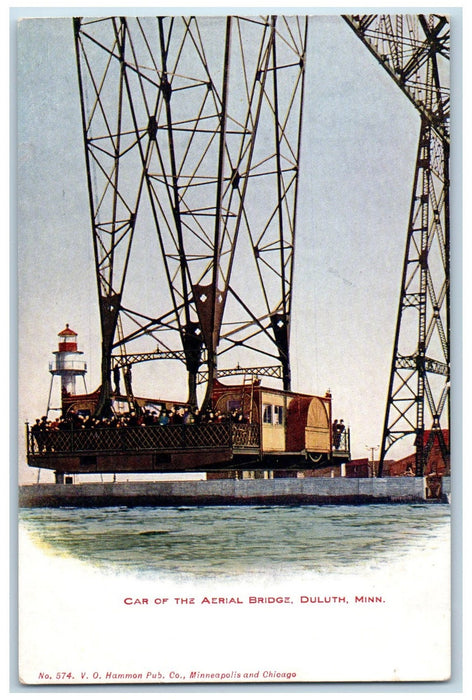 c1905 Car Of Aerial Truss Bridge Seaside Lighthouse Duluth Minnesota MN Postcard