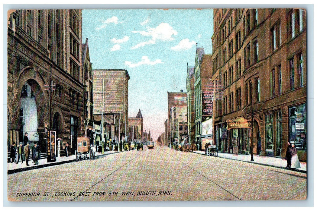 1901 Superior Street From Fifth West Stores Railway Duluth Minnesota MN Postcard