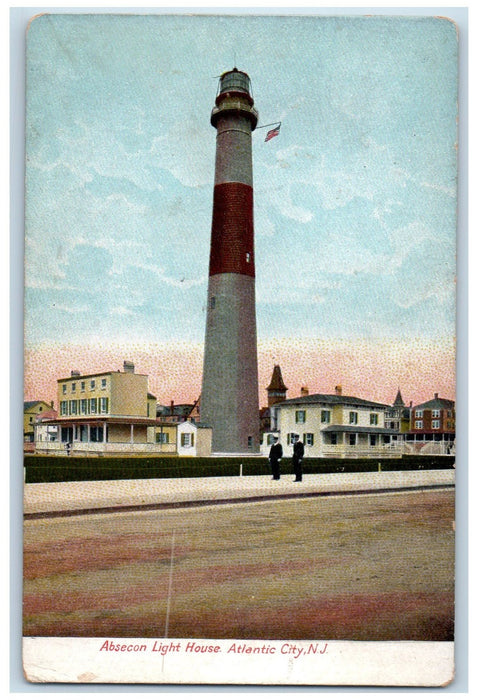 c1950's Absecon Light House Tower Officers Flag Road Atlantic City NJ Postcard
