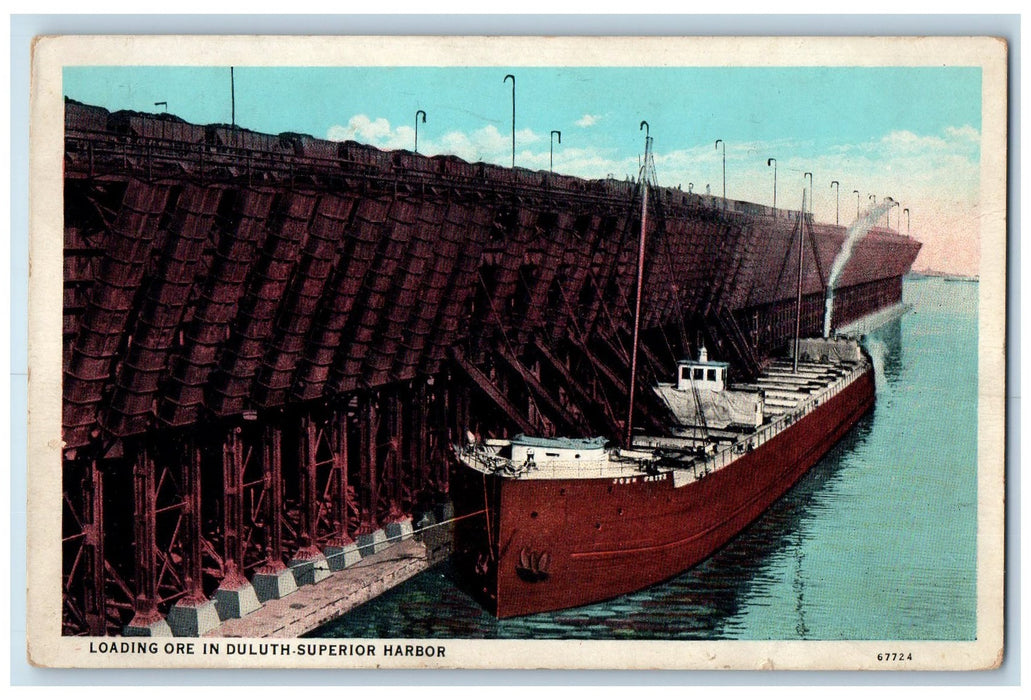 c1950's Loading Ore In Duluth Superior Harbor Ship Yard Minnesota MN Postcard