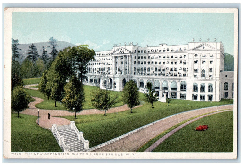 c1950 New Greenbrier Restaurant Building View White Sulphur Springs WVA Postcard