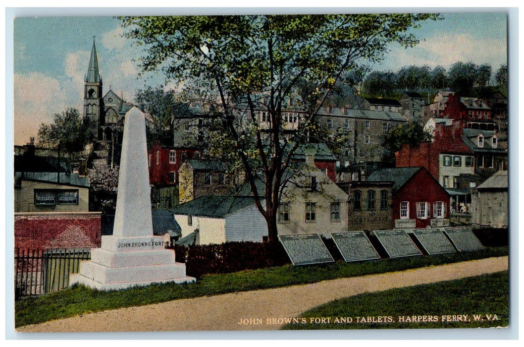 c1950's John Brown's Fort Tablets Church Buildings Harpers Ferry WVA Postcard