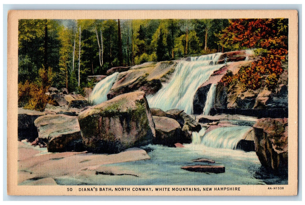 c1940 Diana's Bath North Conway Layered Falls River White Mountains NH Postcard