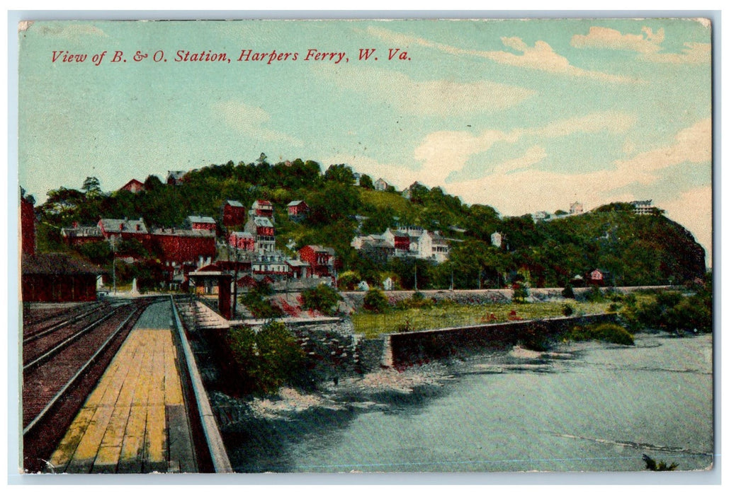 c1910 View Of B & O Station Seaside View Harpers Ferry West Virginia WV Postcard