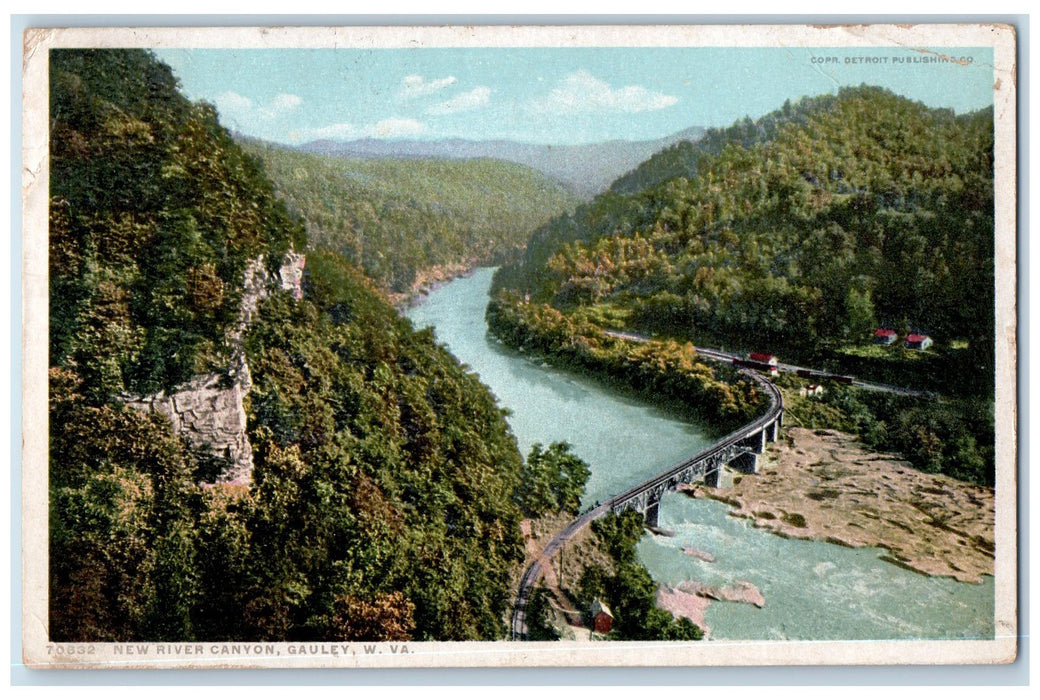 1914 New River Canyon Truss Bridge Forest View Gauley West Virginia WV Postcard