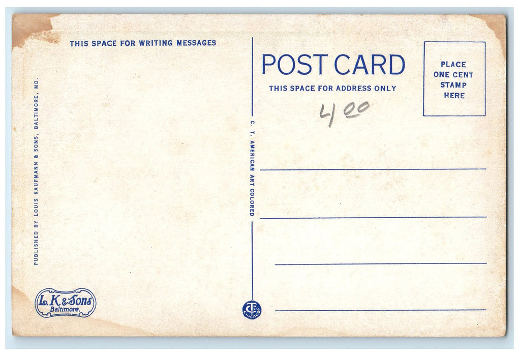 c1950's Public Square South Potomic Street View Hagerstown Maryland MD Postcard