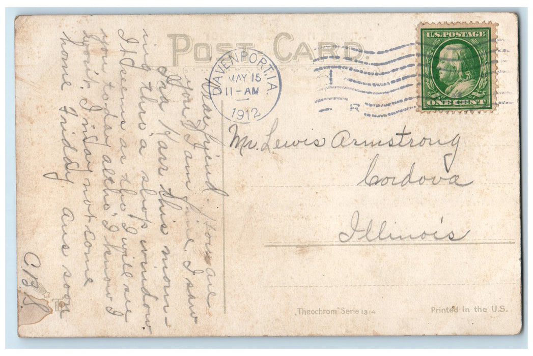 1912 Scene Grove Green Fields Roads Houses Trees Near Davenport Iowa IA Postcard
