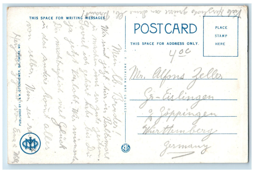 c1950 View Of Light Street & Skyline Ferry Harbor Baltimore Maryland MD Postcard